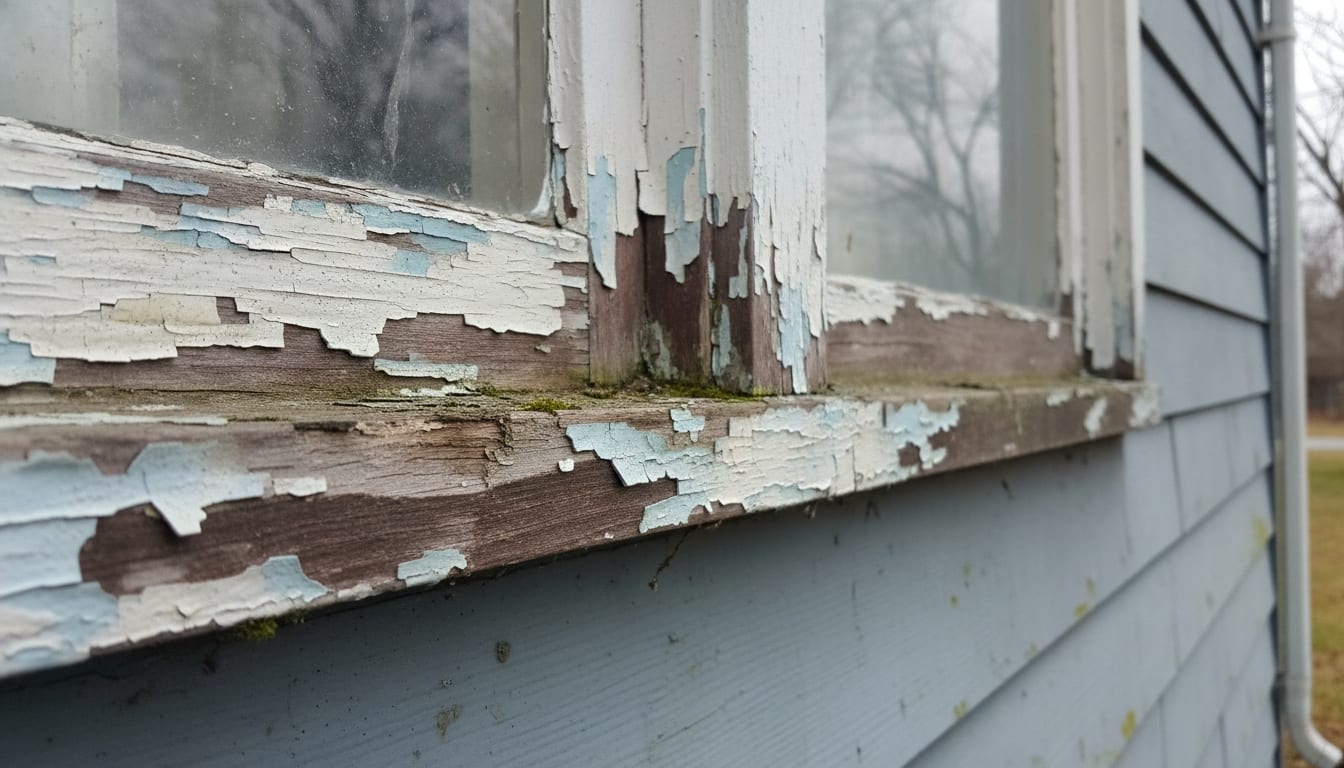 Rotten Window Sill and Trim Repair Before Painting